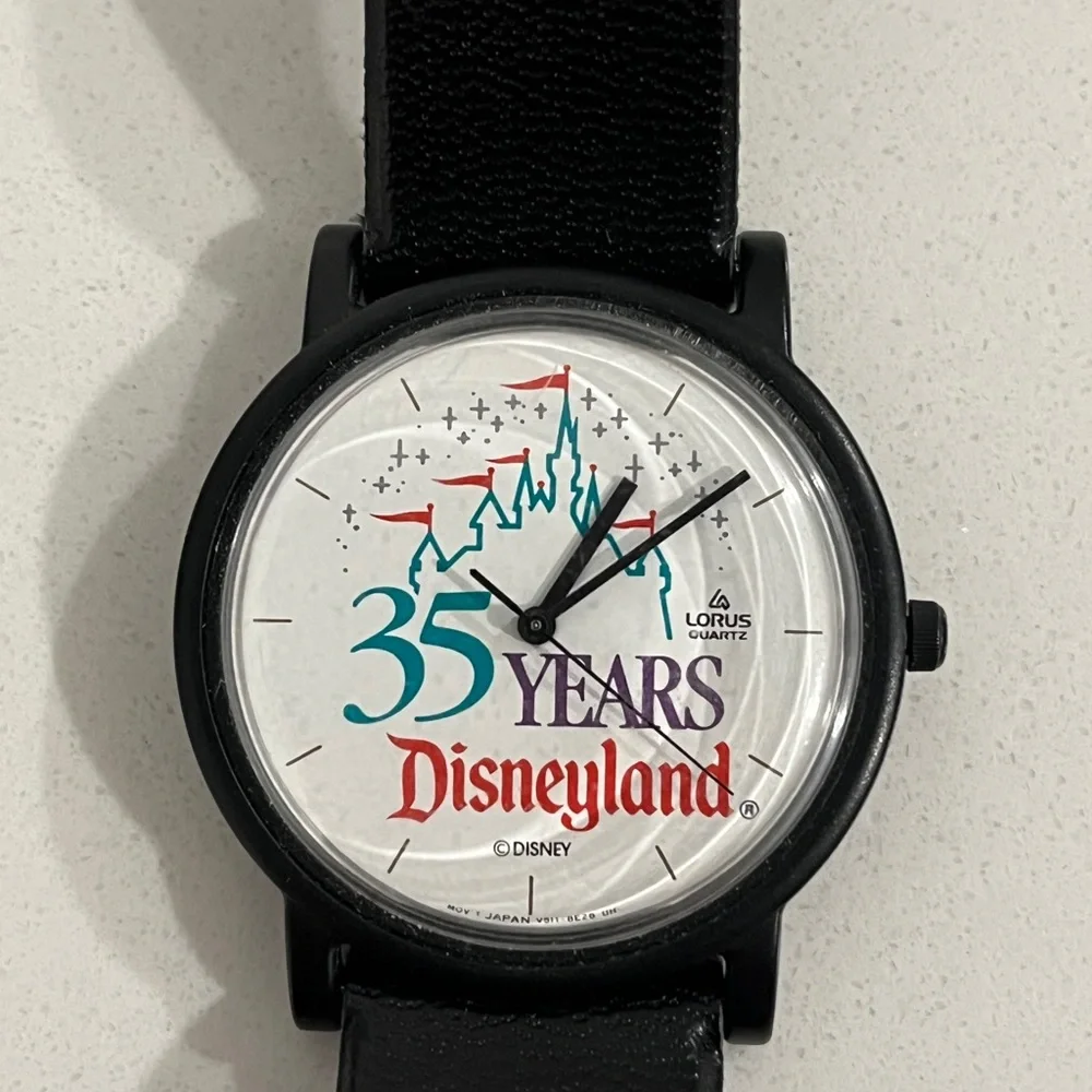 Vintage Disneyland 35th anniversary celebration watch black plastic